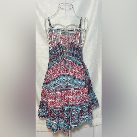𝅺UMGEE Boutique Dress, Medium, Pink/Blue Spaghetti Strap, Lace-up Back - Picture 2 of 3